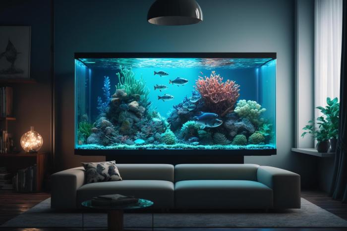 Riesen aquarium im wohnzimmer