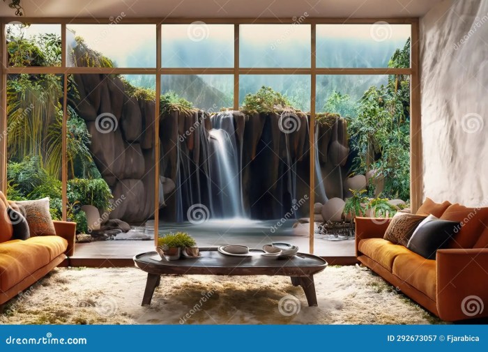 Living room wall waterfall modern water rooms